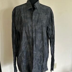 Michael kors xl classic fit men’s dress shirt button down grey and dark blue